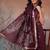 Purple floral cotton blend festive saree with blouse piece
