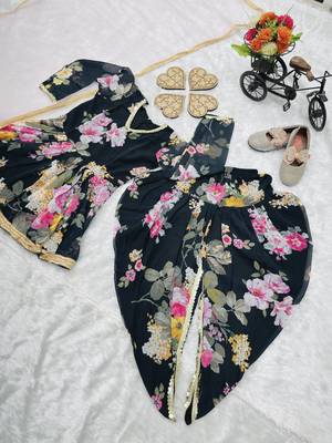 black  heavy fox georgette salwar suit set with digital print work - designer party wear 2
