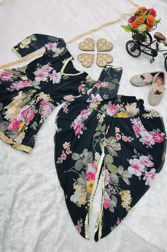 black  heavy fox georgette salwar suit set with digital print work - designer party wear