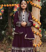 purple  heavy fox georgette gown set with sequence embroidery work - designer party wear
