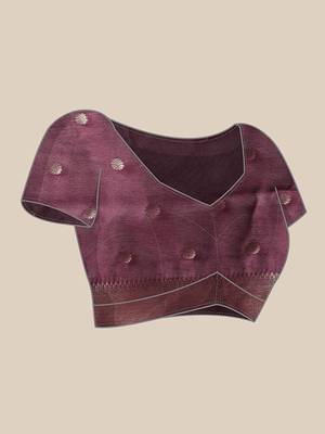 Purple floral cotton blend festive saree with blouse piece 4