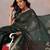 Green floral cotton blend festive saree with blouse piece