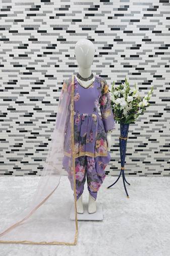 lavender  heavy fox georgette salwar suit set with digital print work - designer party wear