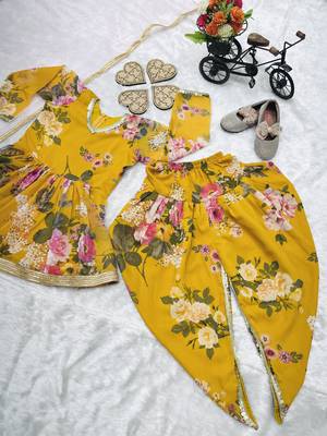 yellow  heavy fox georgette salwar suit set with digital print work - designer party wear 2