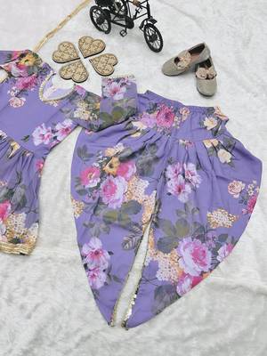 lavender  heavy fox georgette salwar suit set with digital print work - designer party wear 2