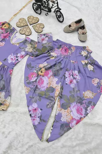 lavender  heavy fox georgette salwar suit set with digital print work - designer party wear