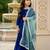blue heavy viscose velvet salwar suit set with heavy embroidery sequence work - designer party wear
