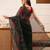 Black printed cotton blend ethnic saree with blouse piece