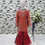 dark red  heavy chinon with digital print work - designer party wear