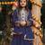 navy blue  heavy fox georgette gown set with sequence embroidery work - designer party wear