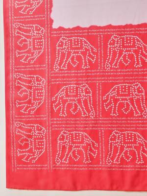 Pink bandhani printed georgette traditional saree with blouse piece 4