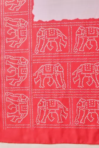 Pink bandhani printed georgette traditional saree with blouse piece