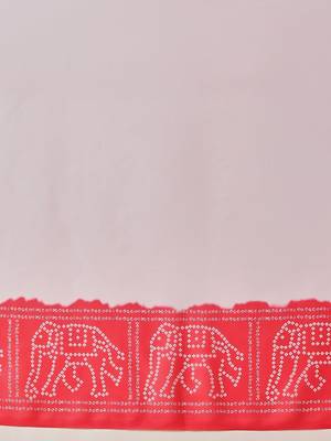 Pink bandhani printed georgette traditional saree with blouse piece 5