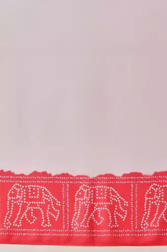 Pink bandhani printed georgette traditional saree with blouse piece