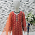dark red  heavy chinon with digital print work - designer party wear