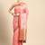 Pink printed cotton blend ethnic saree with blouse piece