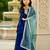 blue heavy viscose velvet salwar suit set with heavy embroidery sequence work - designer party wear