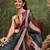 Black printed silk cotton ethnic saree with blouse piece
