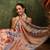 Beige printed cotton blend ethnic saree with blouse piece