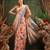 Beige printed cotton blend ethnic saree with blouse piece