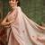 Peach printed cotton blend ethnic saree with blouse piece
