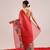 Red printed cotton blend ethnic saree with blouse piece