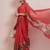 Red printed cotton blend ethnic saree with blouse piece