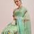 Green printed cotton blend ethnic saree with blouse piece
