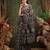 Black printed cotton blend ethnic saree with blouse piece