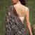 Black printed cotton blend ethnic saree with blouse piece