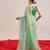 Green printed cotton blend ethnic saree with blouse piece