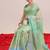 Green printed cotton blend ethnic saree with blouse piece