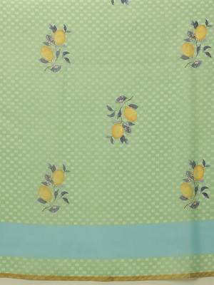 Green printed cotton blend ethnic saree with blouse piece 5