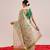 Olive printed cotton blend ethnic saree with blouse piece
