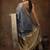 Grey printed silk blend ethnic saree with blouse piece