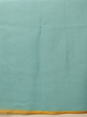 Teal printed cotton blend ethnic saree with blouse piece 5