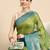 Olive printed silk blend ethnic saree with blouse piece