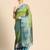 Olive printed silk blend ethnic saree with blouse piece