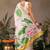 White printed silk blend ethnic saree with blouse piece