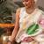 White printed silk blend ethnic saree with blouse piece