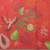 Red printed cotton blend ethnic saree with blouse piece