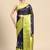Navy blue printed silk blend ethnic saree with blouse piece