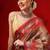 Grey printed cotton blend ethnic saree with blouse piece