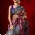 Multicolor printed cotton blend ethnic saree with blouse piece