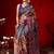 Multicolor printed cotton blend ethnic saree with blouse piece