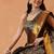 Black woven silk blend ethnic saree with blouse piece
