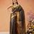 Black woven silk blend ethnic saree with blouse piece
