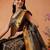 Black woven silk blend ethnic saree with blouse piece