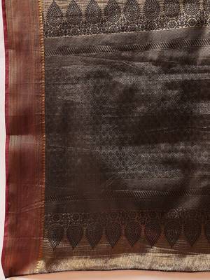 Black woven silk blend ethnic saree with blouse piece 5