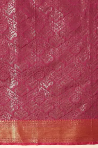 Pink woven silk blend ethnic saree with blouse piece
